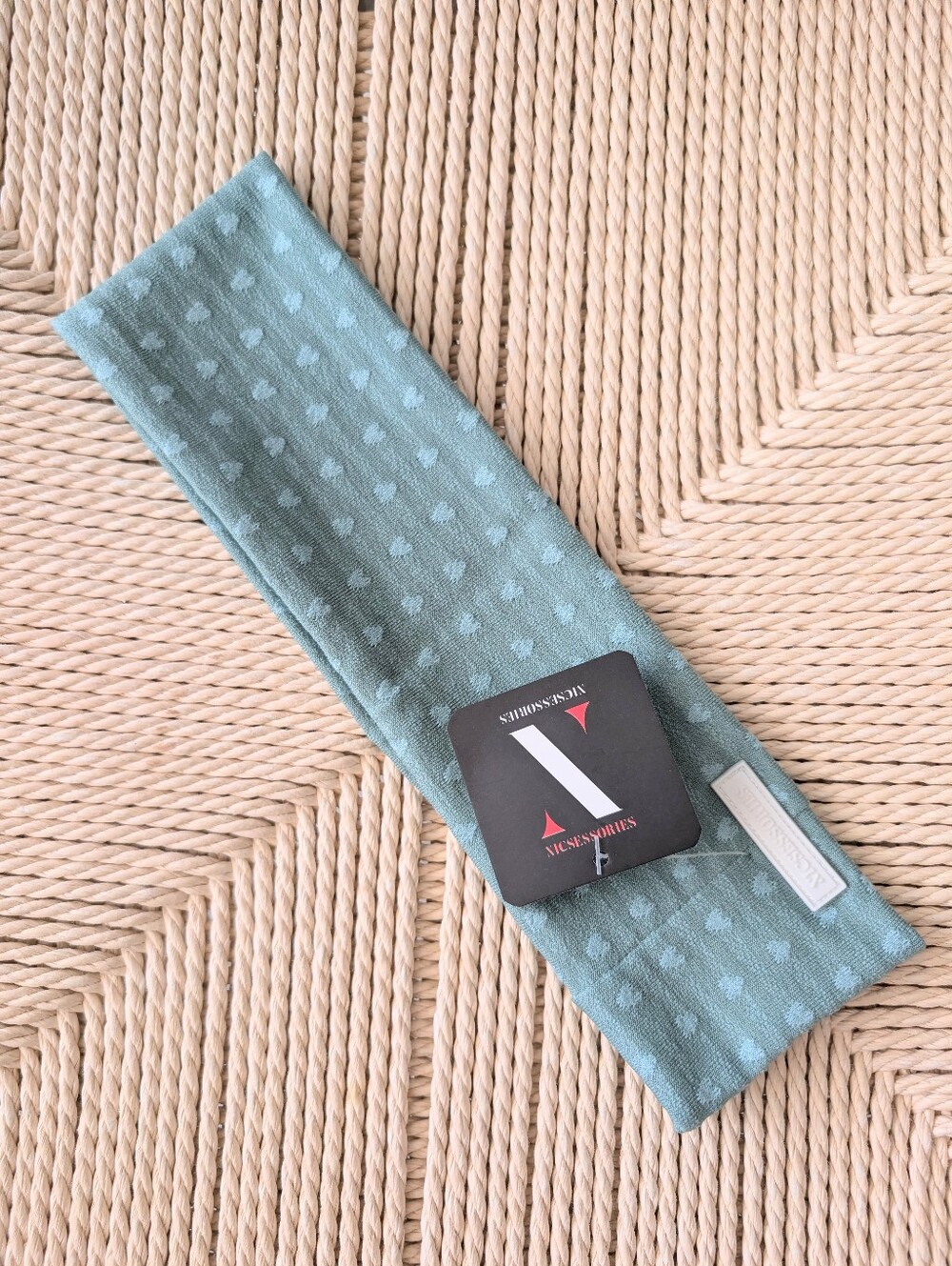 Accessorize Teal Knit Headband with Subtle Dot Texture